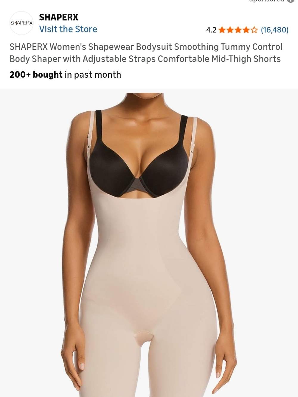 Women's Nude High-Waist Shaping Bodysuit with Adjustable Straps